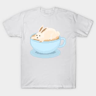 Cute bunny cappuccino in a blue cup T-Shirt